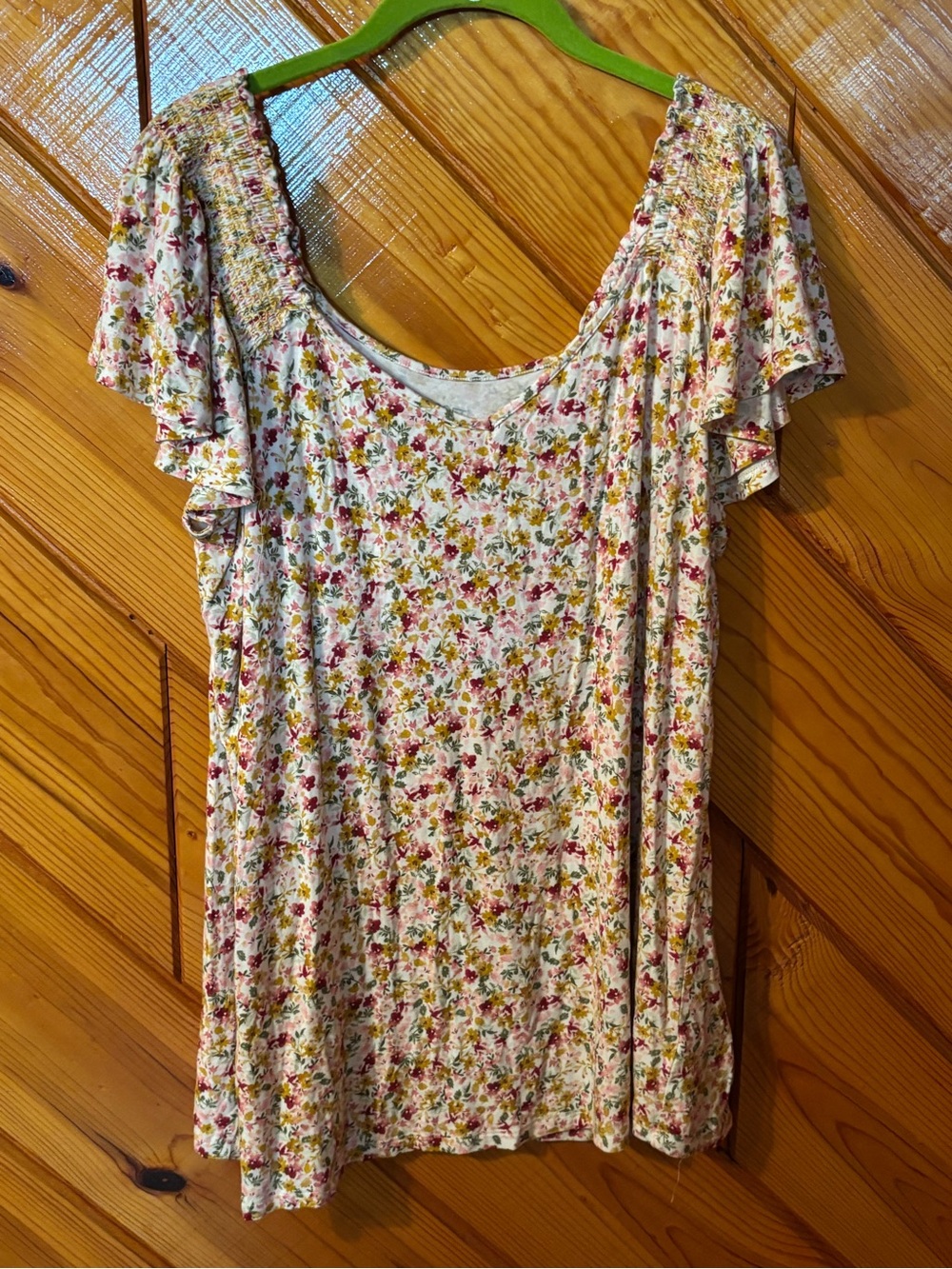 torrid Cream Floral Scoop-Neck Short Sleeve Tunic